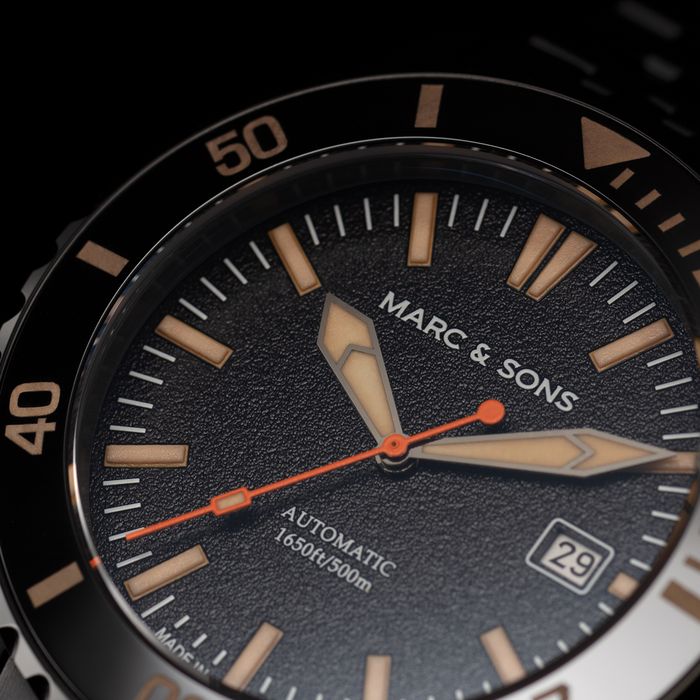 Marc & Sons Professional Vintage IV Automatic Diver Men's Watch 42mm Black Bezel/Black Dial MSD-049-4WQ